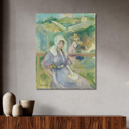 Sulla Spiaggia A Portrieux Berthe Morisot bmr33 quadro stampato su tela