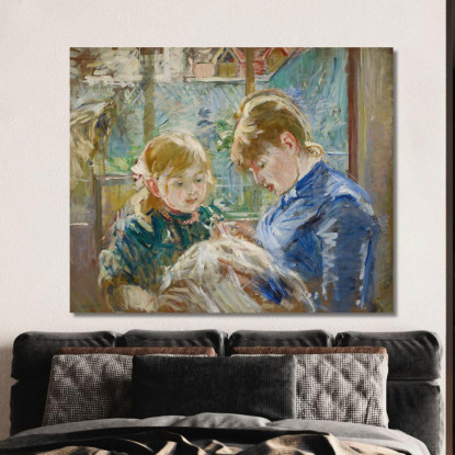 La Figlia Dell'Artista Julie Con La Sua Bambinaia Berthe Morisot bmr35 quadro stampato su tela