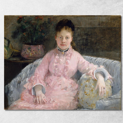 L'Abito Rosa (Albertie-Marguerite Carré Poi Madame Ferdinand-Henri Himmes 1854-1935) Berthe Morisot bmr46 quadro stampato su te