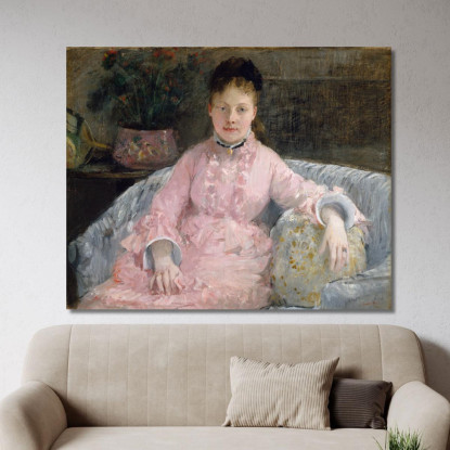 L'Abito Rosa (Albertie-Marguerite Carré Poi Madame Ferdinand-Henri Himmes 1854-1935) Berthe Morisot bmr46 quadro stampato su te