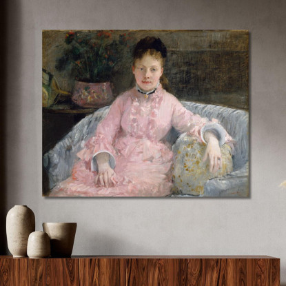 L'Abito Rosa (Albertie-Marguerite Carré Poi Madame Ferdinand-Henri Himmes 1854-1935) Berthe Morisot bmr46 quadro stampato su te