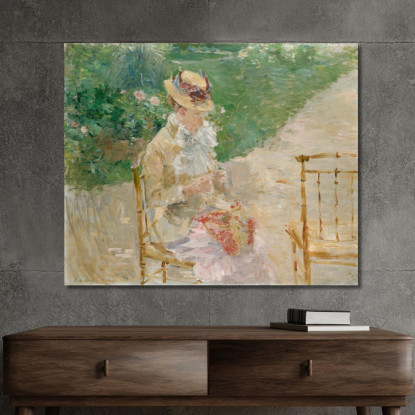 Giovane Donna Che Lavora A Maglia Berthe Morisot bmr58 quadro stampato su tela