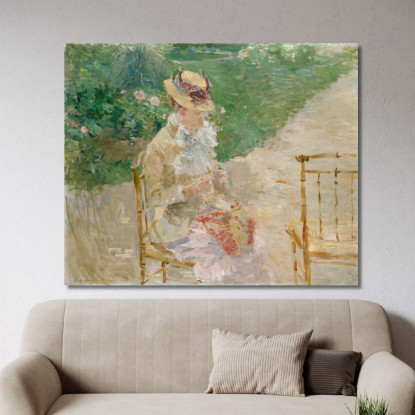 Giovane Donna Che Lavora A Maglia Berthe Morisot bmr58 quadro stampato su tela