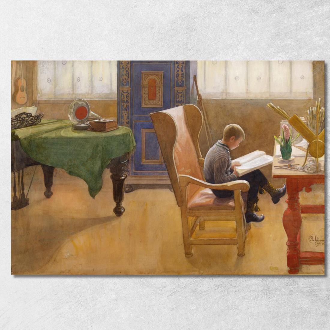 Esbjörn Nell'Angolo Di Studio Carl Larsson clr10 quadro stampato su tela Esbjörn Nell'Angolo Di Studio Carl Larsson clr10 quadro stampato su tela