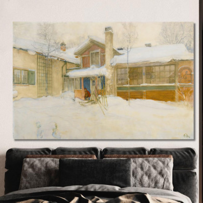 Il Mio Cottage Di Campagna In Inverno A Sundborn Carl Larsson clr38 quadro stampato su tela