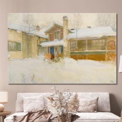 Il Mio Cottage Di Campagna In Inverno A Sundborn Carl Larsson clr38 quadro stampato su tela
