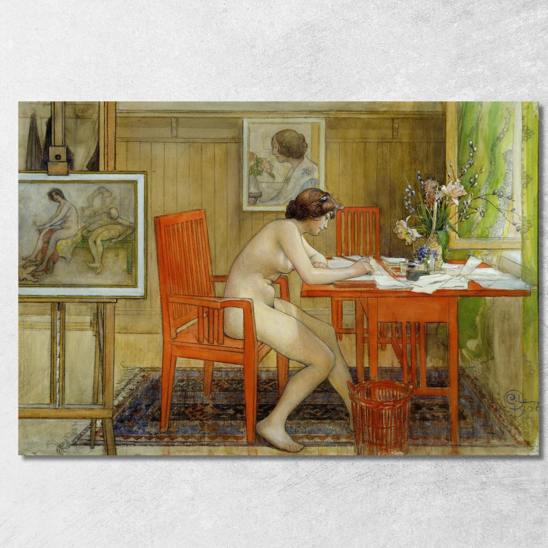 La Modella Che Scrive Una Cartolina Carl Larsson clr55 quadro stampato su tela La Modella Che Scrive Una Cartolina Carl Larsson clr55 quadro stampato su tela