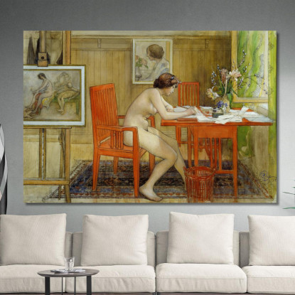 La Modella Che Scrive Una Cartolina Carl Larsson clr55 quadro stampato su tela