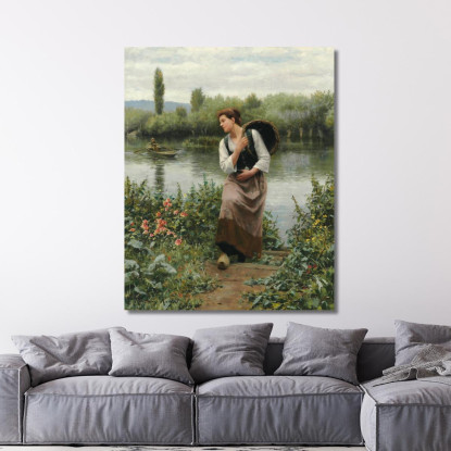 Donna Con Un Cesto Daniel Ridgway Knight drk1 quadro stampato su tela