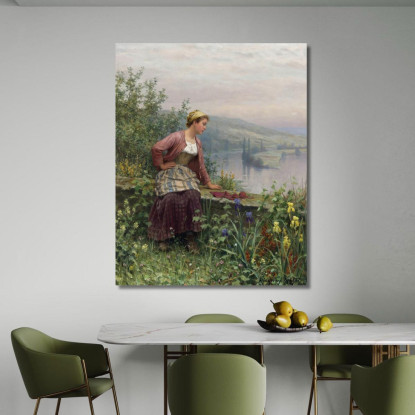 Ragazza Bretone Che Osserva Un Ruscello Daniel Ridgway Knight drk4 quadro stampato su tela