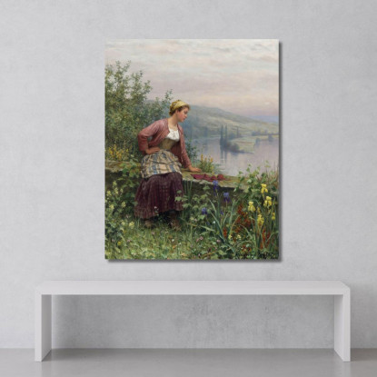 Ragazza Bretone Che Osserva Un Ruscello Daniel Ridgway Knight drk4 quadro stampato su tela