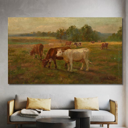 Mucche Edward Mitchell Bannister emb5 quadro stampato su tela