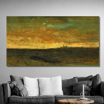 Scena Al Tramonto Edward Mitchell Bannister emb31 quadro stampato su tela