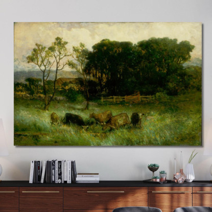 Cinque Mucche Al Pascolo Edward Mitchell Bannister emb41 quadro stampato su tela
