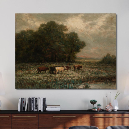 Paesaggio Con Bestiame Al Pascolo Edward Mitchell Bannister emb46 quadro stampato su tela
