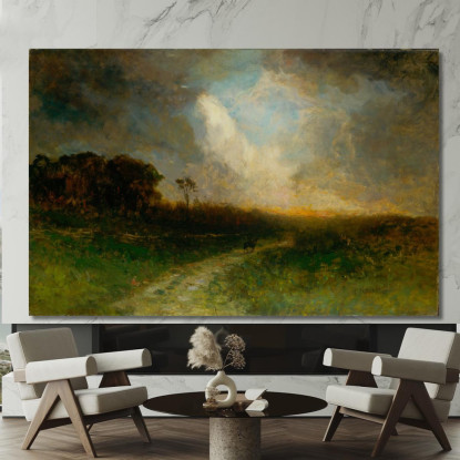 Paesaggio Uomo A Cavallo Edward Mitchell Bannister emb55 quadro stampato su tela