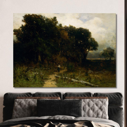 Paesaggio Boscaiolo Sul Sentiero Edward Mitchell Bannister emb57 quadro stampato su tela