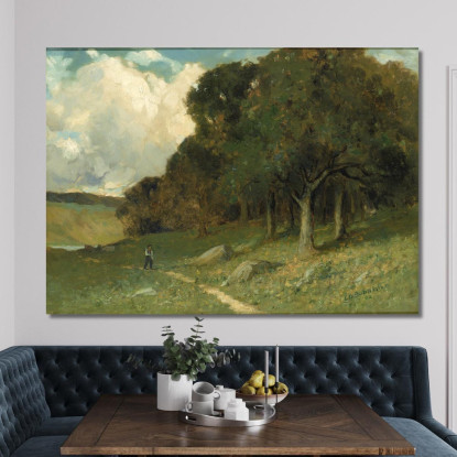 Uomo Sul Sentiero Con Alberi Sullo Sfondo Edward Mitchell Bannister emb60 quadro stampato su tela