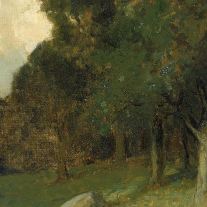 Uomo Sul Sentiero Con Alberi Sullo Sfondo Edward Mitchell Bannister emb60 quadro stampato su tela