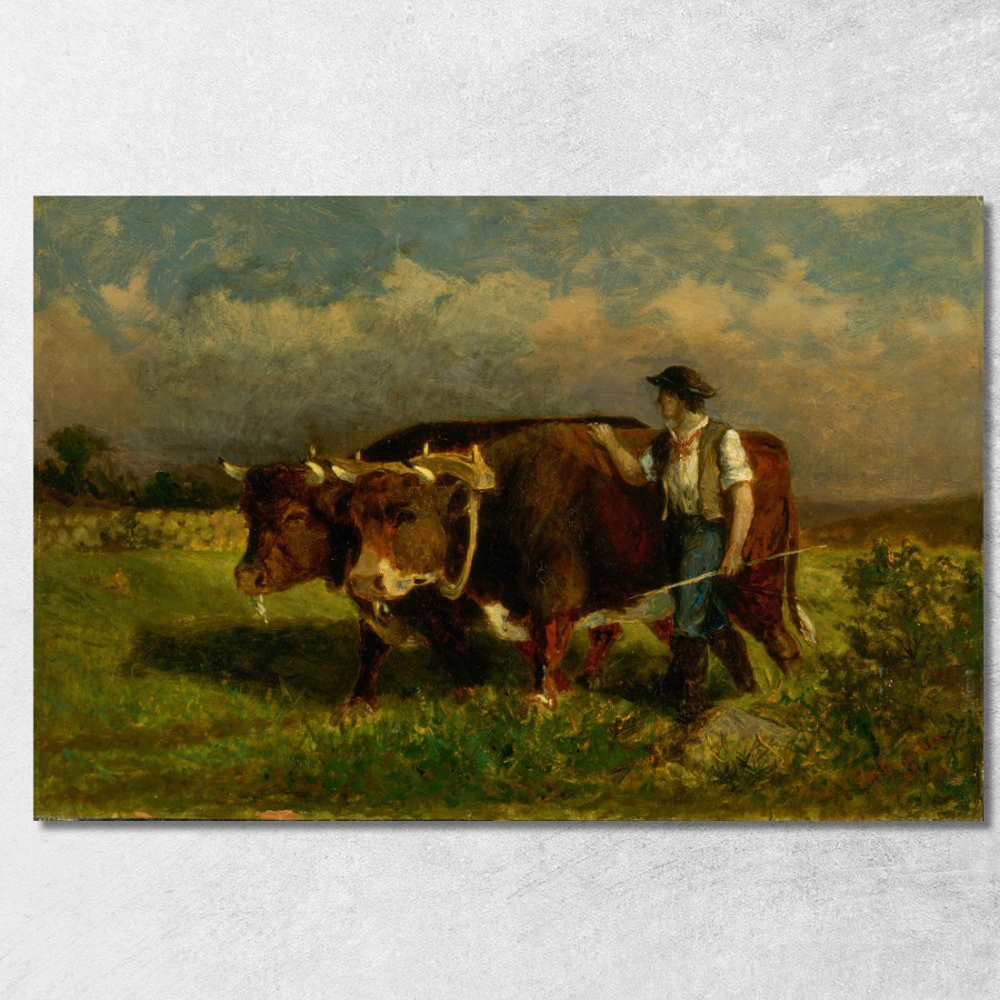 Uomo Con Due Buoi Edward Mitchell Bannister emb62 quadro stampato su tela Uomo Con Due Buoi Edward Mitchell Bannister emb62 quadro stampato su tela