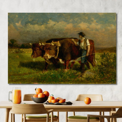 Uomo Con Due Buoi Edward Mitchell Bannister emb62 quadro stampato su tela