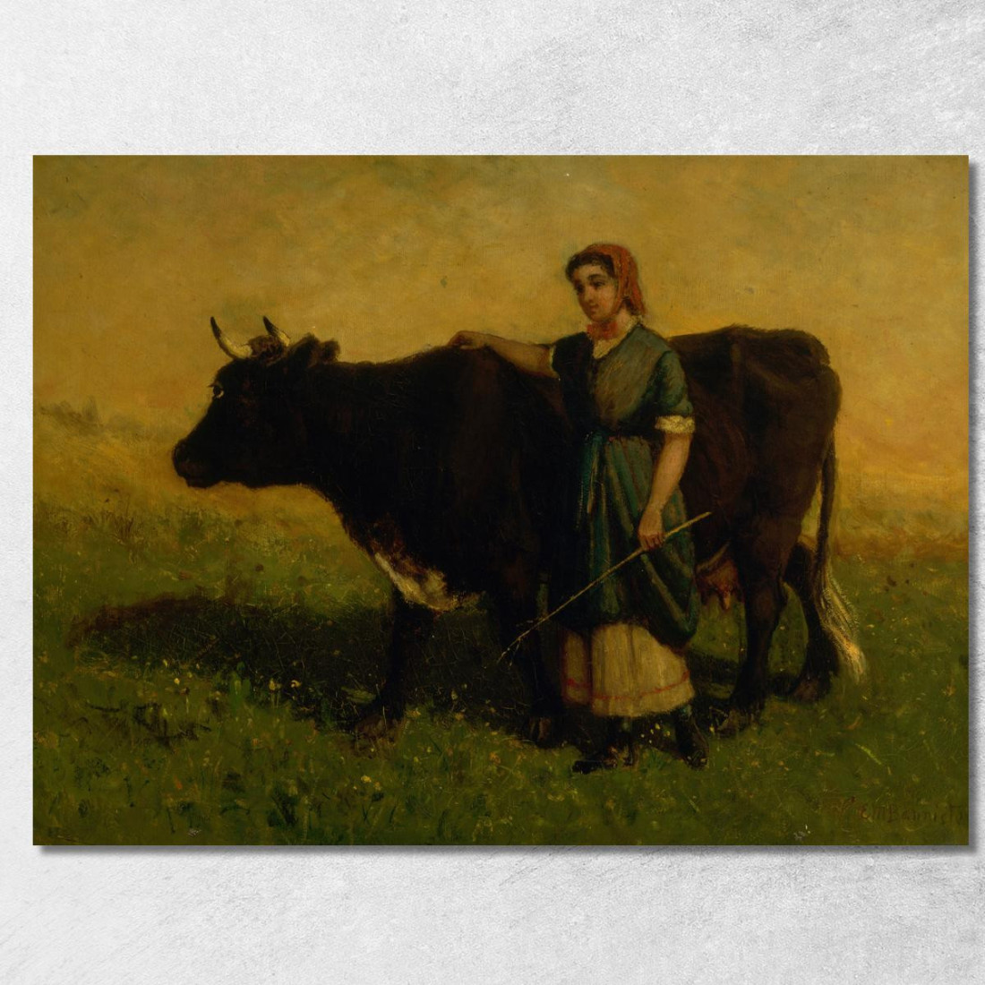 Donna Che Cammina Con Mucca Edward Mitchell Bannister emb65 quadro stampato su tela Donna Che Cammina Con Mucca Edward Mitchell Bannister emb65 quadro stampato su tela