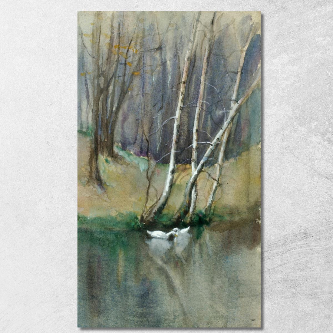 Scena Nel Bosco Con Betulle E Anatre Edward Mitchell Bannister emb66 quadro stampato su tela Scena Nel Bosco Con Betulle E Anatre Edward Mitchell Bannister emb66 quadro stampato su tela