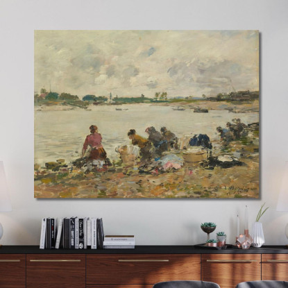 Lavandaie Sulla Riva Della Touques Eugène Boudin ebd70 quadro stampato su tela
