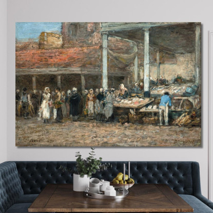L’Antico Mercato Del Pesce A Bruxelles Eugène Boudin ebd89 quadro stampato su tela