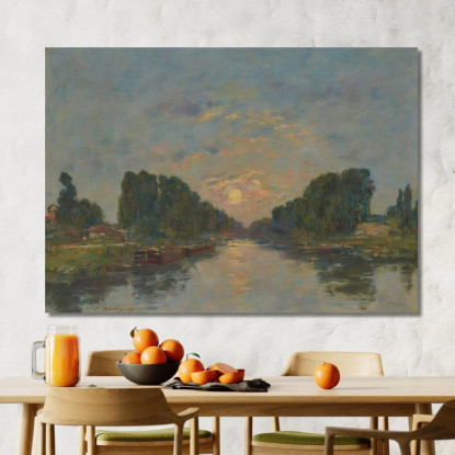 Saint-Valery-Sur-Somme - Effetto Di Luna Sul Canale Eugène Boudin ebd120 quadro stampato su tela