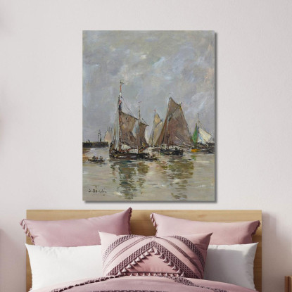 Trouville La Partenza Dei Sardinieri Eugène Boudin ebd155 quadro stampato su tela