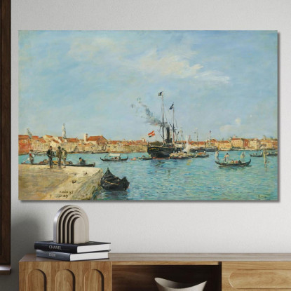 Venezia Il Canal Grande Vapori E Gondole Eugène Boudin ebd168 quadro stampato su tela