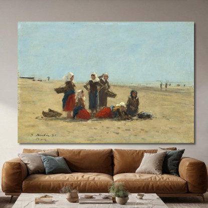 Donne Sulla Spiaggia Di Berck Eugène Boudin ebd184 quadro stampato su tela