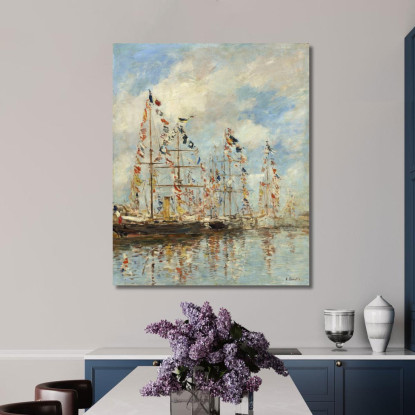 Bacino Degli Yacht A Trouville-Deauville Eugène Boudin ebd185 quadro stampato su tela