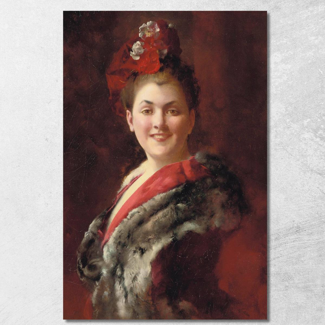 Una Dama Con Mantella Foderata Di Pelliccia Gustave Jean Jacquet gjj3 quadro stampato su tela Una Dama Con Mantella Foderata Di Pelliccia Gustave Jean Jacquet gjj3 quadro stampato su tela