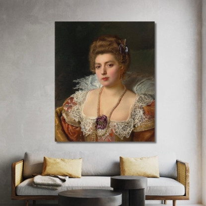 Ritratto Di Una Donna Con Perle Gustave Jean Jacquet gjj18 quadro stampato su tela