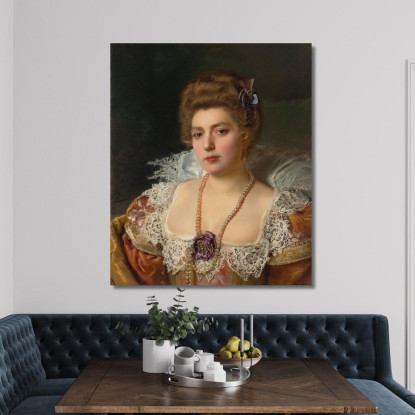 Ritratto Di Una Donna Con Perle Gustave Jean Jacquet gjj18 quadro stampato su tela