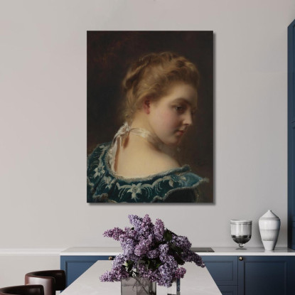 Giovane Bellezza In Abito Verde Gustave Jean Jacquet gjj28 quadro stampato su tela