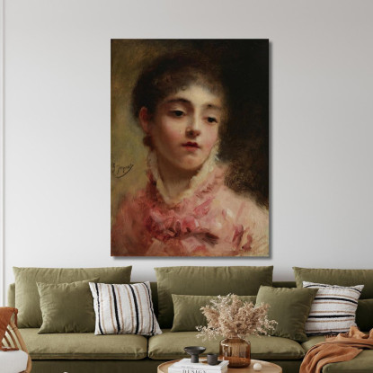 Giovane Donna In Abito Rosa Gustave Jean Jacquet gjj29 quadro stampato su tela