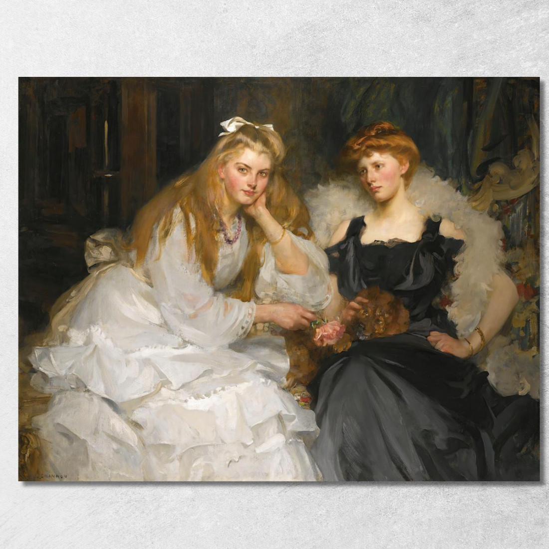 Ritratti Di Lorna E Dorothy Bell Figlie Del Sig. W. Heward Bell James Jebusa Shannon jjs30 quadro stampato su tela Ritratti Di Lorna E Dorothy Bell Figlie Del Sig. W. Heward Bell James Jebusa Shannon jjs30 quadro stampato su tela