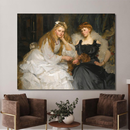 Ritratti Di Lorna E Dorothy Bell Figlie Del Sig. W. Heward Bell James Jebusa Shannon jjs30 quadro stampato su tela