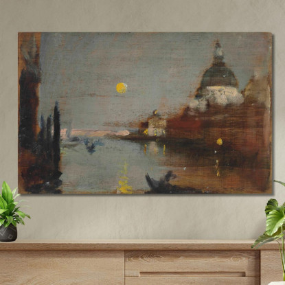 Santa Maria Della Salute Dal Canal Grande Con Luna Piena Venezia James Jebusa Shannon jjs35 quadro stampato su tela