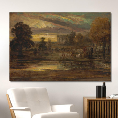 Bovini Presso Una Pozza All'Alba James Ward jwr9 quadro stampato su tela