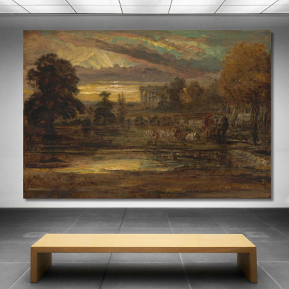 Bovini Presso Una Pozza All'Alba James Ward jwr9 quadro stampato su tela