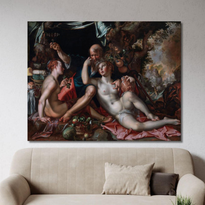 Lot E Le Sue Figlie Joachim Wtewael jwl8 quadro stampato su tela