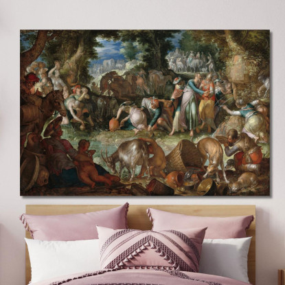 Mosè Colpisce La Roccia Joachim Wtewael jwl13 quadro stampato su tela