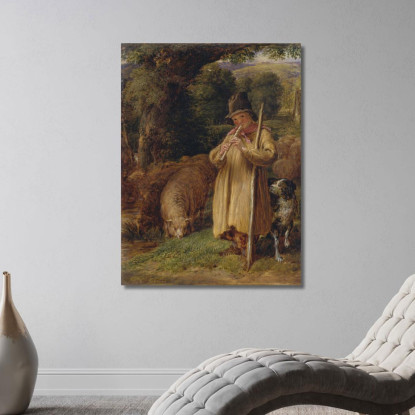 Pastorello Che Suona Un Flauto John Linnell jln26 quadro stampato su tela