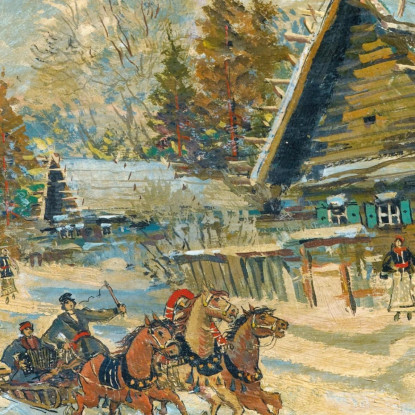 Fisarmonicista In Una Slitta Konstantin Alexeevich Korovin kak1 quadro stampato su tela