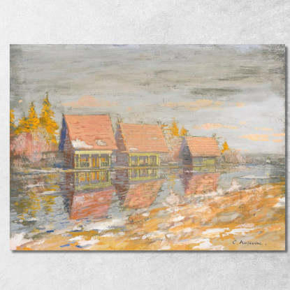 Dacie Sulla Riva Del Fiume Konstantin Alexeevich Korovin kak4 quadro stampato su tela