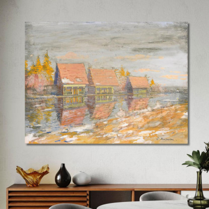 Dacie Sulla Riva Del Fiume Konstantin Alexeevich Korovin kak4 quadro stampato su tela